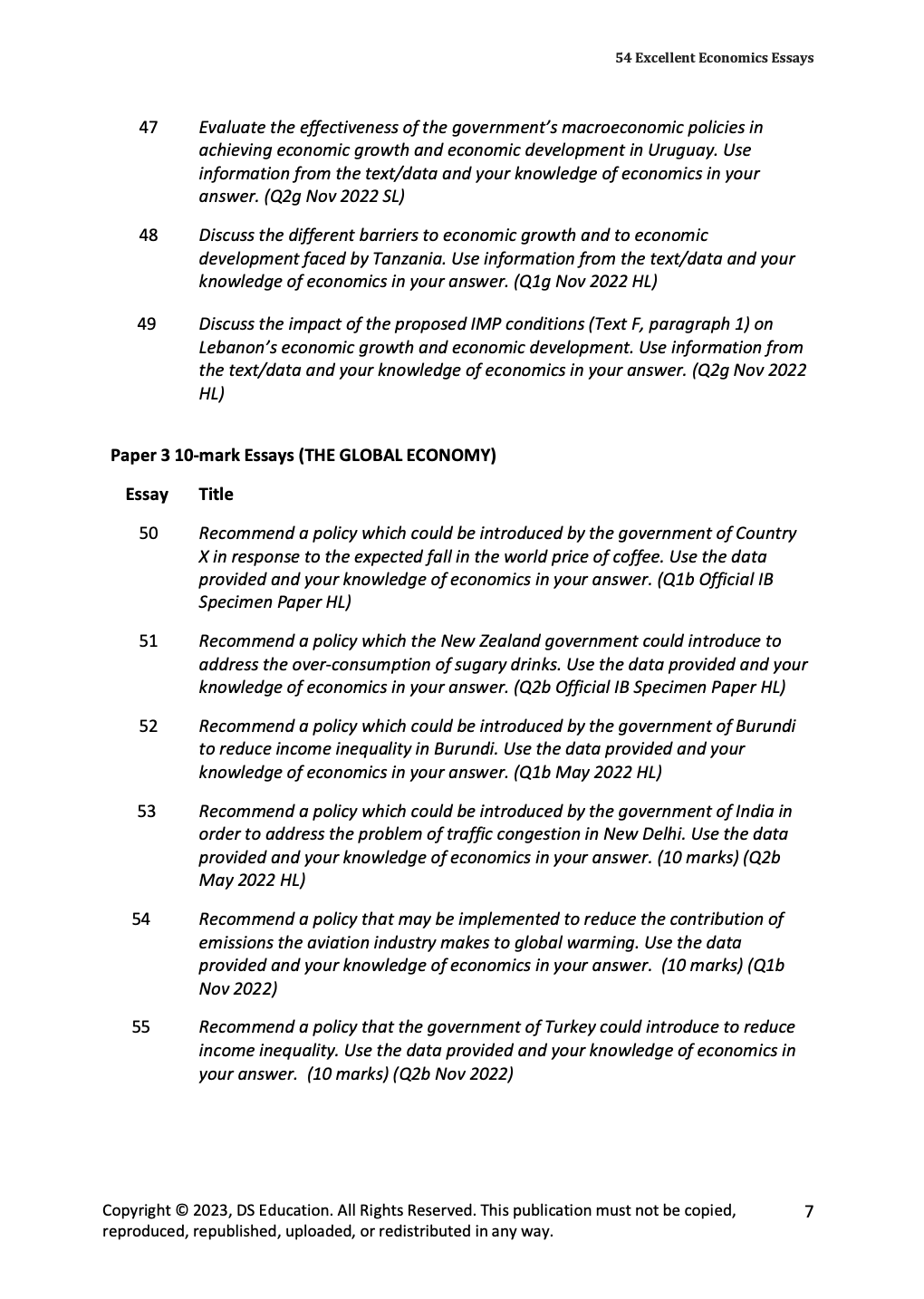 55 Excellent Economics Essays (PDF)